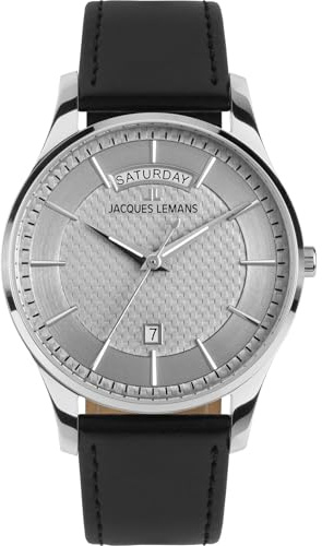 JACQUES LEMANS - Armbanduhr Date London - Quartz Uhrwerk - Gehäusedicke: 8 mm - Gehäusebreite: 40 mm - Edelstahl - 5 ATM