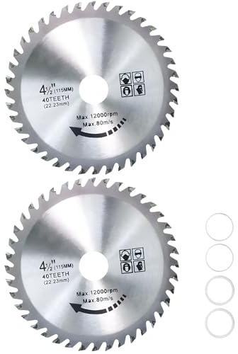2pcs 115mm Circular Saw Blade 4.5 Angle Grinder 40 Teeth Carbide | Tipped Saws for Woodworking Wood Cutting Bore Steel Carbide Finishing Saws Disc for Wood Plastic Tire Rubber