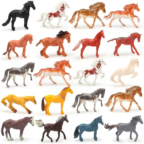 DOITEM 20 piezas Mini realista Caballo juguete estatuilla granja animal regalo plástico Caballo fiesta decoración pastel Topper