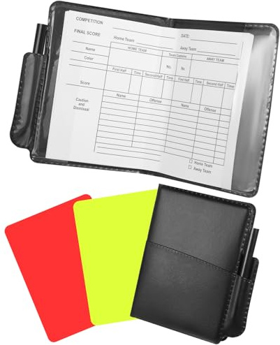 Bewudy Soccer Referee Cards, 2 Pack Red and Yellow Cards Set, Wear-Resistant Referee Card with Record Paper Warning Referees Kit for Soccer Volleyball Baseball Caution and Dismissal Card