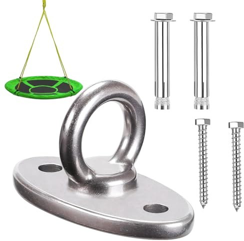 WQNNQW Deckenhaken Schwerlast, M8 Augplatte Schaukelhaken,Beton Decke Aufhänger,Hängematte Hängen Hardware Oval Halterung Set,Edelstahl 304 Wandöse Haken,Für Hängesessel Sling Trainer Yoga Boxsack