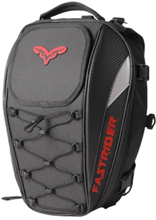 Yiijode Sac de Selle Moto, Sacoche de Motos 37 L Multifonction, Sac à Dos et Sac de siège de Motos, Bagage Réfléchissant Extensible, Sac à Dos et Sac à Bagages étanche pour Casque de Moto (Rouge)