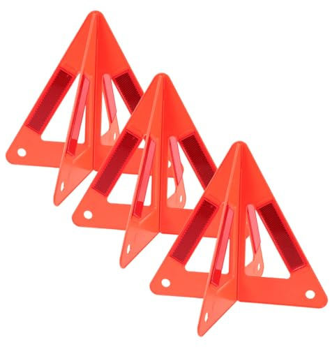 AKOOSY Triangle De Sécurité Pliable 3 Pièces Pour Véhicules, Triangle D'urgence Réfléchant Pour Présignalisation Routière, Panneau Avertissement Pliant Pour Panne Et Stationnement
