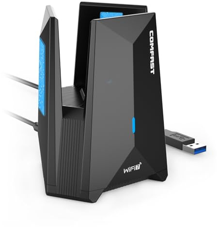 COMFAST WLAN Stick, WiFi7 6500Mbps USB WLAN Adapter Wireless USB Adapter | Triple-Band, WiFi Dongle mit Verlängerungskabel, MU-MIMO & OFDMA, WPA3, Integrierte Antenne, Treiberlos für Win10/11