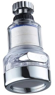 Booster de Robinet Cuisine Argenté à 3 Modes Orientable | Pulvérisateur à Pression, Tête Anti-éclaboussures Filtre Pp Coton, Abs PC Pp
