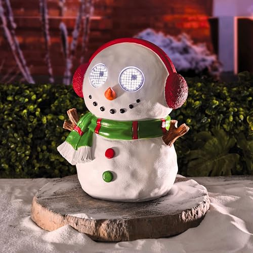 Garden Mile Light Up Snowman Christmas Outdoor Decorations - Blinking LED Snowman Figure for Garden Pathway and Porch Display - Waterproof Hand Painted Polyresin Winter Xmas Ornament with Timer