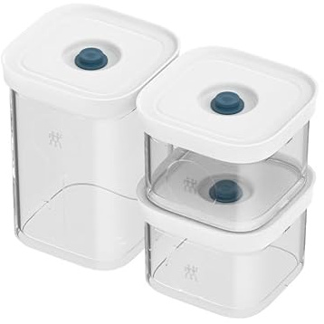ZWILLING FRESH & SAVE CUBE La Mer Vakuum Box-Set S, 3-tlg, 2x Größe S & 1x Größe 2S, Luftdichte & Vakuumierbare Aufbewahrung, Spülmaschinengeeignet, Transparent-La Mer