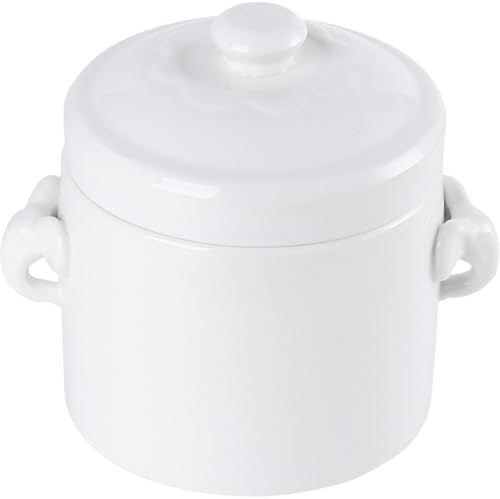 Angoily Cacerola de Cerámica con Tapa 620 Ml Cuenco Multifuncional para Guisos y Sopas Olla para Cocinar al Vapor Olla de Terracota Resistente para Uso Cocina Diaria