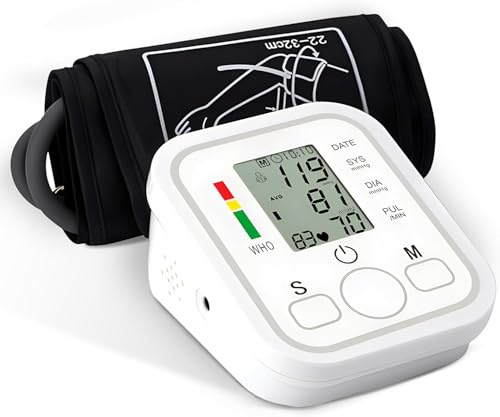 Misuratore di Pressione da Braccio, Misuratore di pressione Arteriosa con Bracciale (22-32cm) Digitale, Apparecchio Automatico per Misurare la Pressione Sanguigna a Casa, facile da usare e preciso