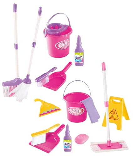 - Henry Deluxe Trolley | 4-Piece Trolley With Accessories Includes Broom, Mop, Hand Brush & Dustpan -For Children Aged 3+
