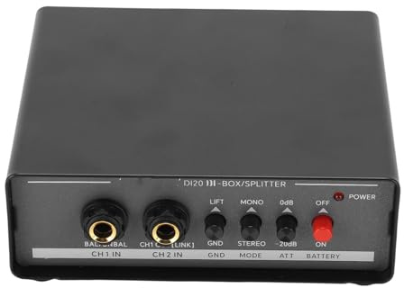 MENDUNER Active DI Box, Professional 2 Channel Direct Box with Balanced XLR Output, GND Grounding Isolation and Dual Power Supply, for Stage Guitar DJ Controller Studio Recording