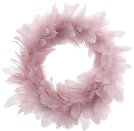 MACOSA KW301235_rosa Federkranz Rosa 25 cm Ø Dekokranz modern Osterdeko Tischdeko Türkranz Dekoration Ostern Frühling Kranz Osterkranz (25 x 25 x 5 cm)
