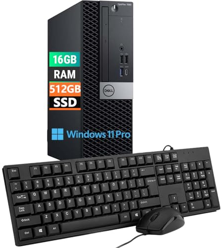 Dell Optiplex 7060 SFF Ordinateur de Bureau, Intel Core i5-8500, 16 Go de RAM, SSD 512 Go, Wi-FI, Bluetooth, Clavier QWERTY Américain, Windows 11 Pro (Reconditionné)