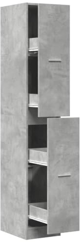QJBSAVVA Apothekerschrank Betongrau 30x41x174,5 cm, Schmaler Auszugschrank aus Holzwerkstoff mit 4 Schubladen, Moderner Beistellschrank und Küchenschrank für Nischen