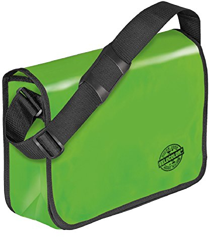 VELOFLEX 7000341 - Umhängetasche Velocolor, aus LKW-Plane, mit Handyfach, 2 Stiftfächern und Einsteckfach, grün, 1 Stück