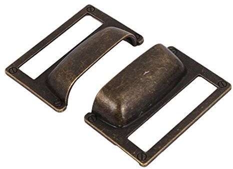 sourcing map Label Holder Pull Handles, Vintage Label Frame Drawer Knobs for Cabinet Cupboard, Bronze Tone 80x52mm Pack of 2 w Screws