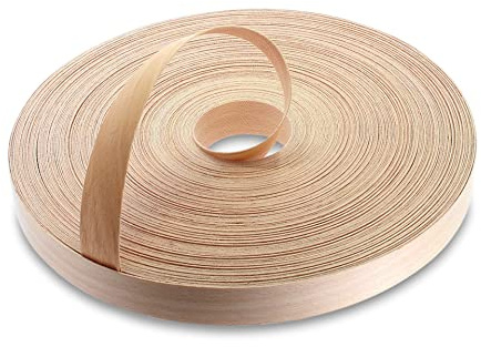 WoodPress® 22mm Bois de Hêtre Chant en placage bois préencollé 50 m | Rouleau pro de chant bois, colle thermofusible, pour fabriquer des meubles et finir placards et étagères, pose au fer