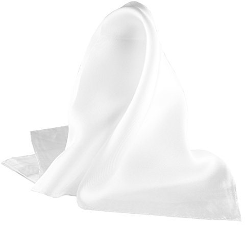 Royal Silk Fine White Silk Twill Pocket Square 100% Silk - Full-Sized 17x17