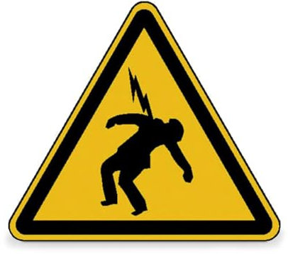 Betriebsausstattung24® Warnschild Warnung vor überschlagender Spannung, Alu geprägt, Gröߟe 100 mm