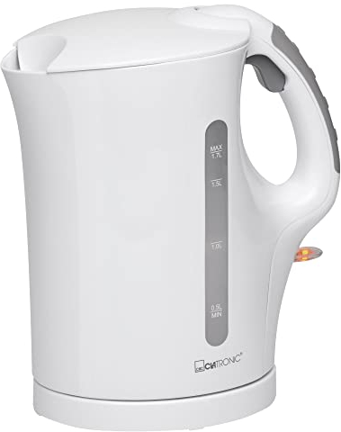 Clatronic® Wasserkocher | 1,0 Liter | klein Kompakt & Reisetauglich | Teekocher | kleiner Wasserkocher mit Sicherheitsklappdeckel | Reisewasserkocher mit Edelstahlheizelement | WK 3462 weiß