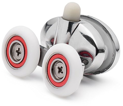 ShowerPart Twin/Double Butterfly Bottom Shower Door Rollers/Wheels/Runners L077-1, Diameter 23mm, Wheel Thickness 5.6mm, Chromed Plastic Cover, Shower Door Replacement Parts, 2X
