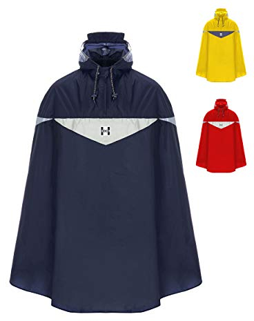 HOCK Premium Fahrrad Regenponcho 'Super Praktiko' mit Lüftung und seitlicher Armöffnung - 100% wasserdichter Fahrradponcho für Herren & Damen (Blau, L)