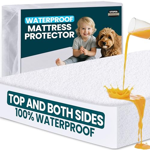 Utopia Bedding Waterproof Mattress Protector Top and Both Sides, Full Size, Soft and Breathable Dual Sided Terry Mattress Cover, Fitted Style with Stretchable Elastic Pockets