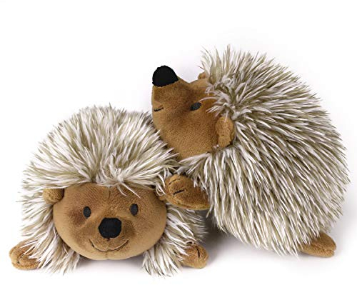 Pawaboo Bedtime Stofftierspielzeug, Plüsch-Hundespielzeug, Kauspielzeug, ungiftig, superweich, Igel-Figur, Braun, 2 Stück