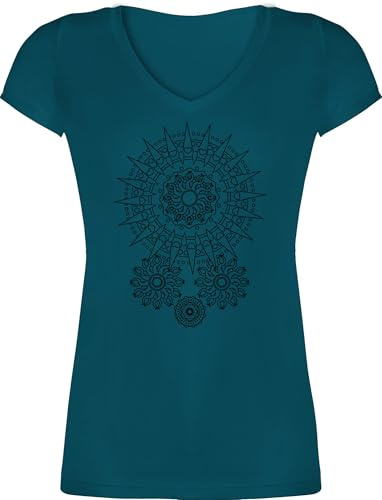 Shirtracer - T-Shirt Damen V Ausschnitt - Kunst - Boho Mandala Yoga Namaste