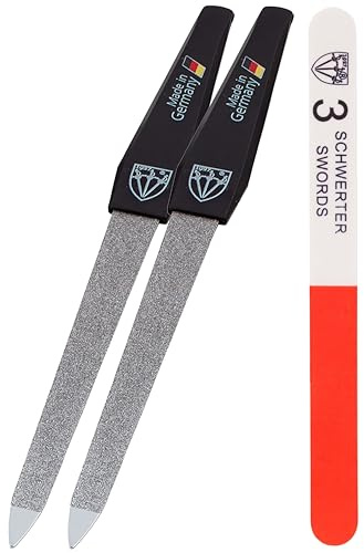 3 Swords Germany - Sapphire Metal Nail File 2 Pieces with 1 PIECE 3-Way Nail Buffer – Nail Care for You Made in Germany