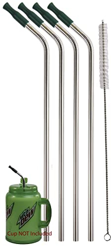 CocoStraw 4 Jumbo 14 Stainless Steel 100 oz Straw + 4 Silicone Tips Huge Super Long Drinking Wide Insulated Whirley Travel Mug Foam Truck Stop Cup (4 Jumbo Straws)