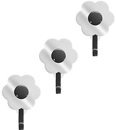 Kochblume 1-3-5-10er Set | Haken S, L, Wandhaken, Küchenhaken, Mehrzweckhaken, Schlüsselhaken | In der bunten Box (Chrom-schwarz, 3er Set S)