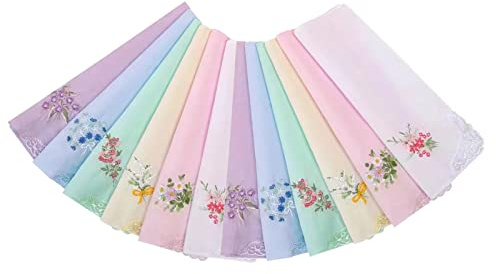 SMARTRELOADER Damen Taschentücher Vintage Floral Spitze, 12 Stück, Gr. 80, Hochzeit, Party