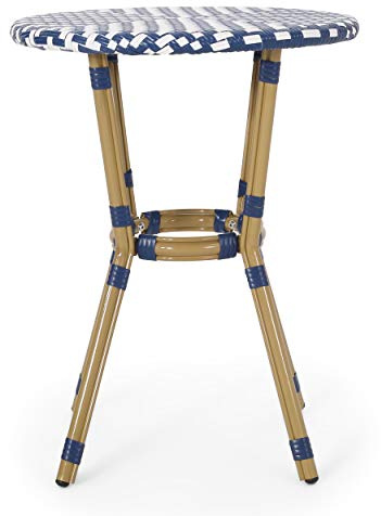 Christopher Knight Home Picardy Bistro Table, Navy Blue + White + Bamboo Print Finish