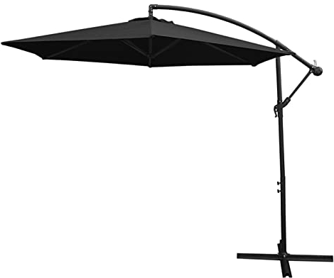 3m freischwingender Sonnenschirm Freischwinger Gartenschirm mit Kippfunktion, Sockel und Hülle im Set Schwarz