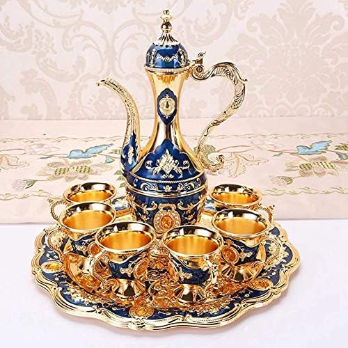 Théière Porcelaine, Cafetière Turque Vintage avec 6 Tasses à Café, Comprenant Une Théière Artisanale Tasses pour Cadeau de Mariage D'artisanat D'art Ensemble Theiere et Tasse