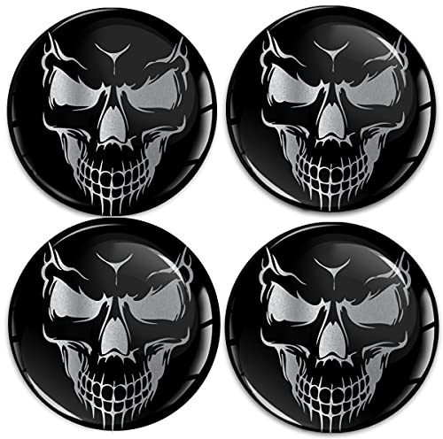 SkinoEu Aufkleber Autoaufkleber für Radkappen Nabenkappen Nabendeckel Radnabendeckel Rad-Aufkleber 65mm Schwarz Totenkopf Schädel A 9265