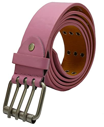 flevado Dreier Nietengürtel 3 Loch Gürtel in mehreren Farben (Rosa, 120)