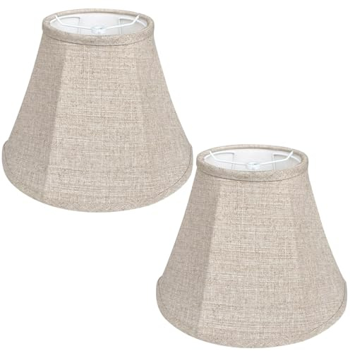 Double Brown Lamp Shade Set of 2, TOOTOO STAR Large Barrel Lampshade for Floor Light and Table Lamp 6x12x8.5 inch, DIY Fabric Natural Linen Hand Crafted, Spider (Brown, 6x12x8.5 inch)