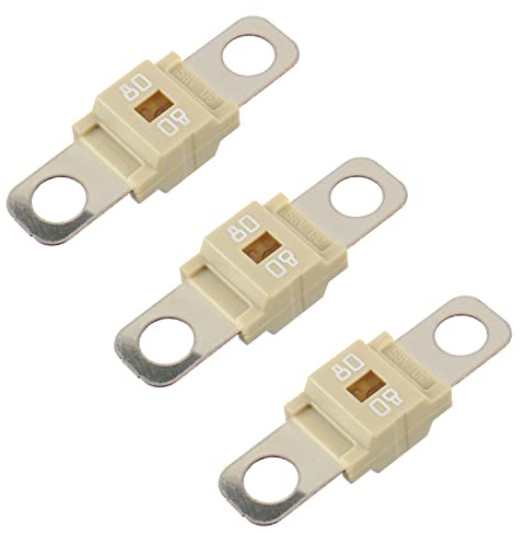 BOJACK AMI/Midi High Current 80A Fuse - Bolt-on Fuse 80 Amp for Cars, Trucks, Construction Vehicles, Buses, Caravans (Pack of 3)