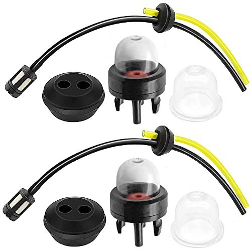 Universal Benzinfilter kit Benzinschlauch Dichtung für Motorsense Freischneider Erdbohrer Heckenschere Hochentaster, mit Allgemeine Snap-in-Primer-Birne für Stihl/McCulloch/Ryobi Echo (2 Set)