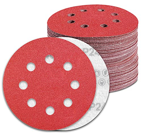 Disques Abrasifs 125mm Grain 240 Papier Poncer 100 Pièces 8 Trous Disque Poncage pour Ponceuse Excentrique