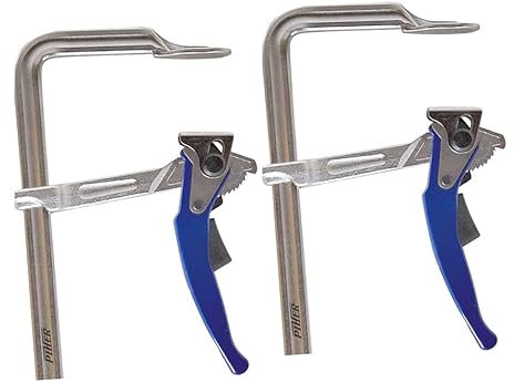 1 Paar Piher PAL Hebelzwingen | schnelle Schraubzwinge aus Schmiedestahl | Spannkraft bis zu 600kg Ausladung bis zu 12cm (je nach Modell) (Öffnung 40cm, Ausladung 12cm, Spannkraft 550kg)