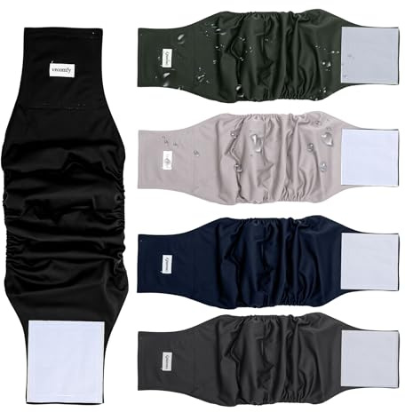 Vecomfy Belly Bands for Male Dogs Diapers(5 Pack),Premium Washable Reusable Medium Dog Belly Wrap Leakproof Doggie Diapers,L