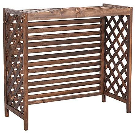Support De Climatiseur en Bois, Cache Climatiseur Extérieur, Bois Massif Couverture De Climatiseur, Caché Étagère À Fleurs pour Climatiseur Et Pompe À Chaleur, Protection Solaire (Size : 85x35x75cm)
