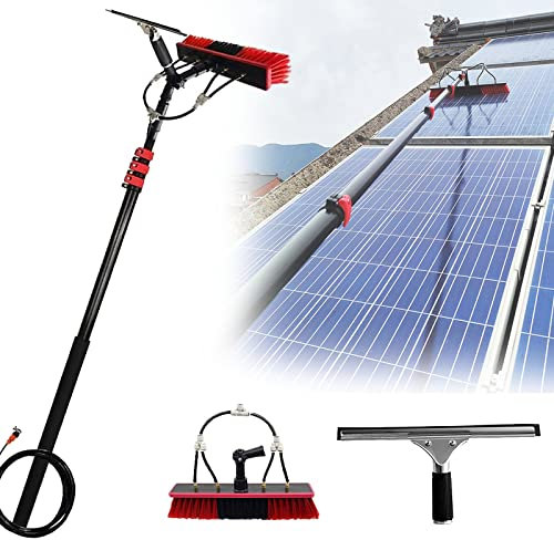 BEESOM Kit Spazzola Pulizia Pannelli Fotovoltaici 3.6m~10.8m Wash Spazzolone Kit Spazzola Vetri per Pulizia di Pannelli Fotovoltaici E Solari,Strumento Telescopico per Acqua Prolungata,5.4m