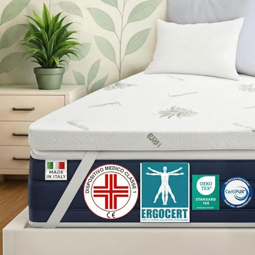 Oeko-TEX® Zertifizierter Matratzen Topper 140x200cm mit 100% Memory Foam und Bezug aus Aloe Vera - Topper 140x200 mit Dicke 5 cm - Made in EU