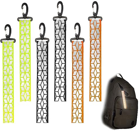 Lonimia Pendentifs réfléchissants, réflecteurs pour Cartable, Sac à Dos, Course à Pied, Porte-clés réfléchissant pour Cartable, Sac à Dos, Jogging (6Pcs)