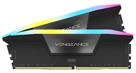 CORSAIR Vengeance RGB DDR5 96GB (2 x 48GB) Bis zu 6400MHz Intel RAM | Arbeitsspeicher für Gaming-PCs, Kompatibel mit Intel XMP 3.0, CL32, Schwarz, CMH96GX5M2B6400C32