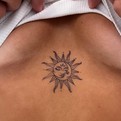 Inkster Tattoo Sonne und Mond Umarmung | NEU: Verbesserte Qualität | Hautfreundlich & EU Kosmetikzertifiziert | hochwertige Temporäre Tattoos aus pflanzlichen Inhaltsstoffen | wasserfest